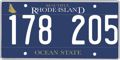 RI license plate 178205