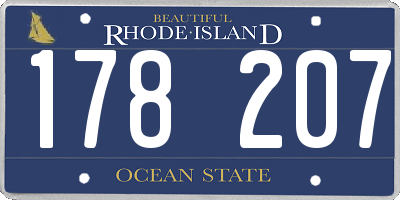 RI license plate 178207
