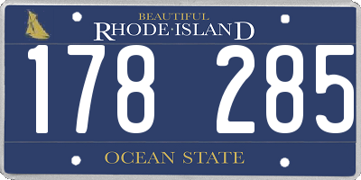 RI license plate 178285