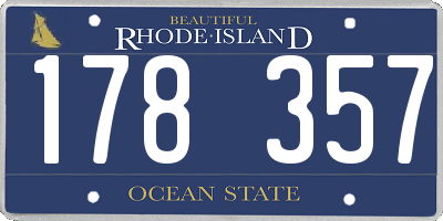 RI license plate 178357