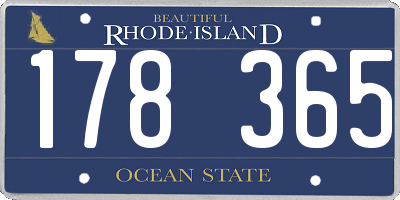 RI license plate 178365