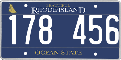 RI license plate 178456