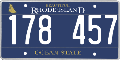 RI license plate 178457