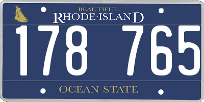 RI license plate 178765