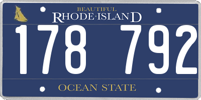 RI license plate 178792
