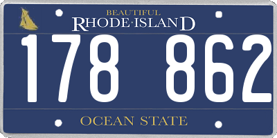 RI license plate 178862