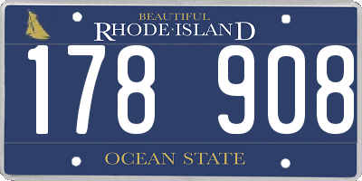 RI license plate 178908