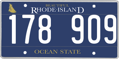 RI license plate 178909
