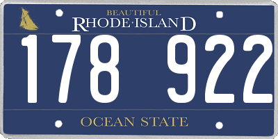 RI license plate 178922