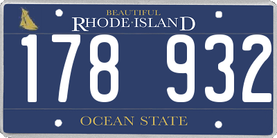 RI license plate 178932