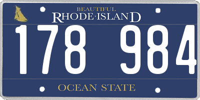 RI license plate 178984