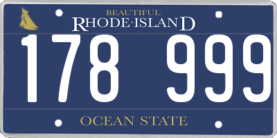 RI license plate 178999