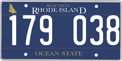 RI license plate 179038