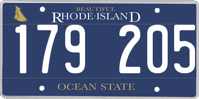 RI license plate 179205