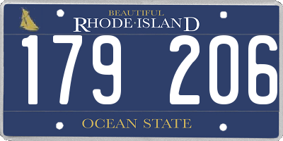 RI license plate 179206
