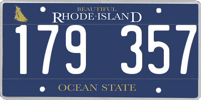 RI license plate 179357