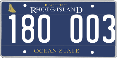 RI license plate 180003