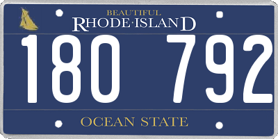 RI license plate 180792