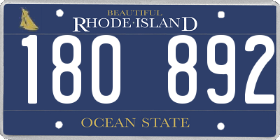 RI license plate 180892
