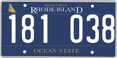 RI license plate 181038
