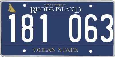 RI license plate 181063