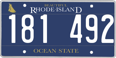 RI license plate 181492