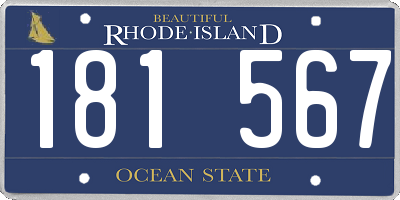 RI license plate 181567