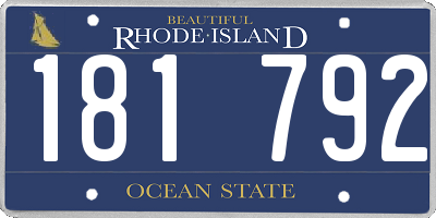 RI license plate 181792