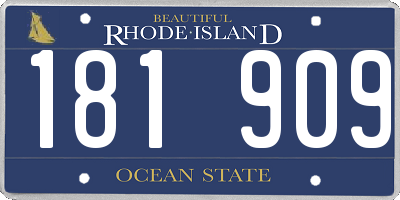 RI license plate 181909