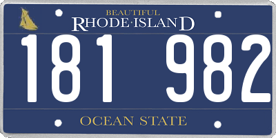 RI license plate 181982