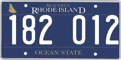 RI license plate 182012