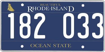 RI license plate 182033