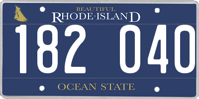 RI license plate 182040