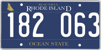 RI license plate 182063