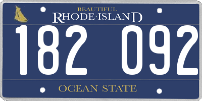 RI license plate 182092