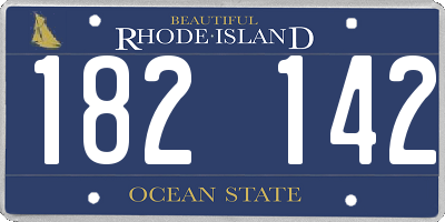RI license plate 182142