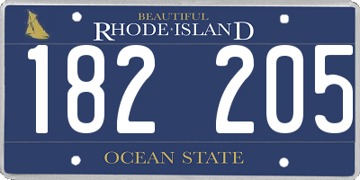 RI license plate 182205