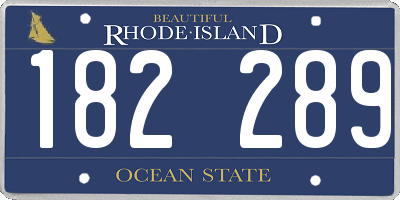 RI license plate 182289