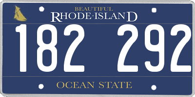 RI license plate 182292
