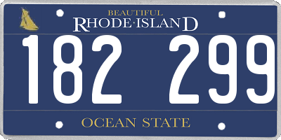 RI license plate 182299