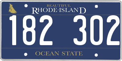 RI license plate 182302