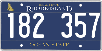 RI license plate 182357