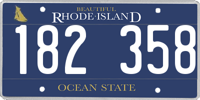 RI license plate 182358