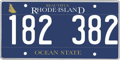RI license plate 182382