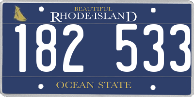 RI license plate 182533