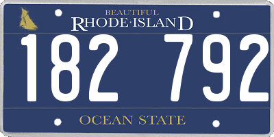 RI license plate 182792