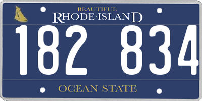 RI license plate 182834
