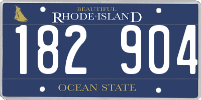 RI license plate 182904