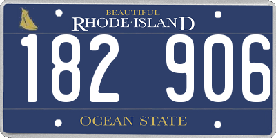 RI license plate 182906