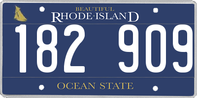 RI license plate 182909